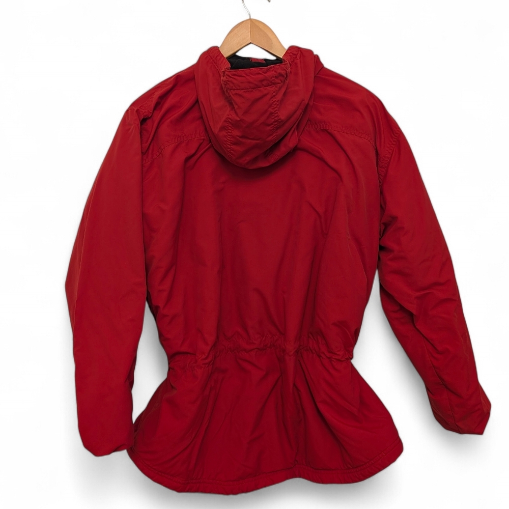 LLBEAN Vintage Red Thinsulate Jacket Anorak Squall Fleece Lined Hooded Large - Picture 3 of 15